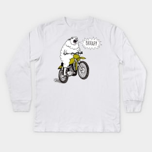 Braap Motorcycle Biker Lamb Tasty MotorManiac Kids Long Sleeve T-Shirt